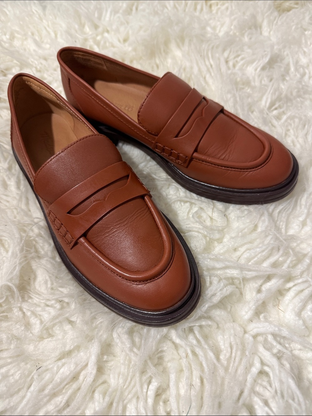 Madewell Cognac Leather Penny Loafers size 8